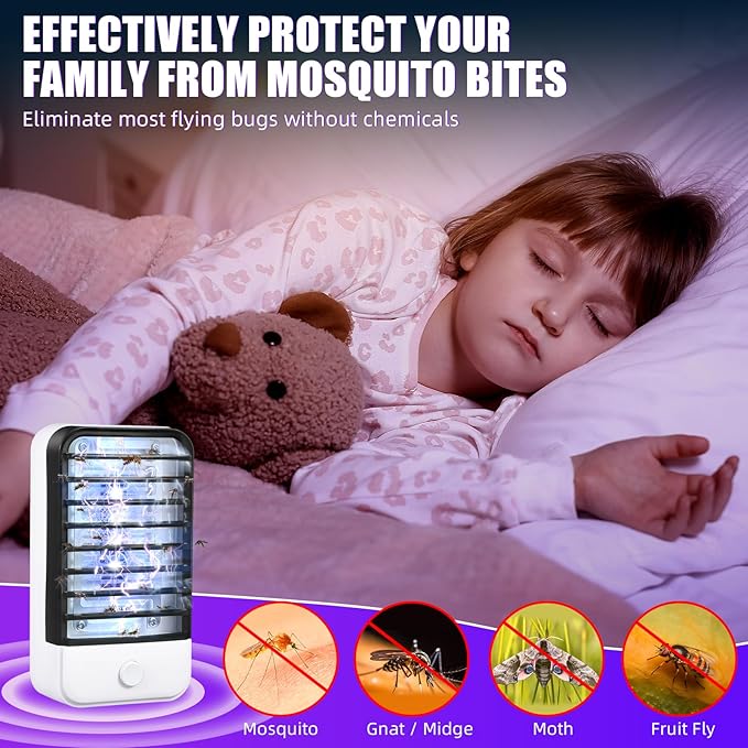 6 Pack Plug in Bug Zapper Indoor Flying Insect Trap, Electronic Mosquito Zapper Ultimate Fly Zappers Gnat Traps Lamp for Bug Insect for Home, Kitchen, Bedroom, Living Room,Office, Black ﻿