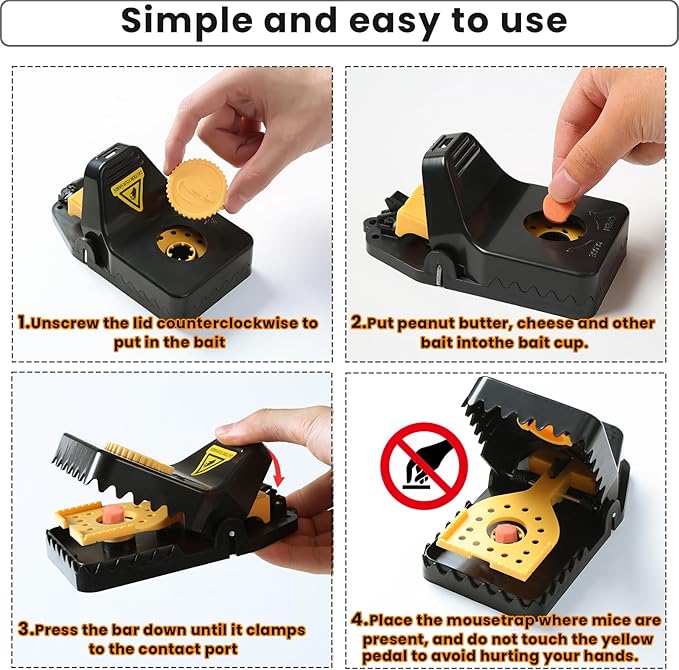 Mouse Traps, Rat Trap Quick Effectively Best Mouse Trap, Reusable Plastic Mousetraps Used Indoor & Outdoor Mice Snap Traps for Basement/Garage/Attic Anywhere 9set(2L+6s+1*Clip)