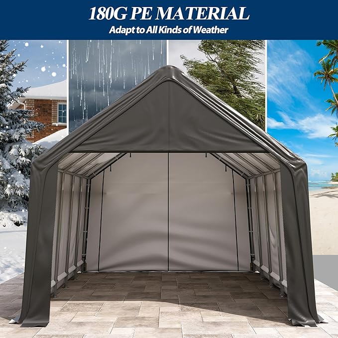 COVERONICS 13x20 FT Carpot, Portable Garage,Carport Canopy with Galvanized Steel Metal Frame & Vents, Outdoor Storage Shed for Car, Truck, Boat, Patio Furniture Anti-Snow Waterproof