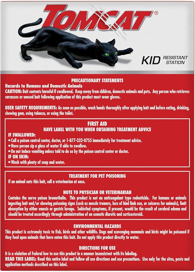 Tomcat Mouse Killer Child Resistant, Disposable Station, 2 Pre-Filled Ready-to-Use Bait Stations (Pack of 12)