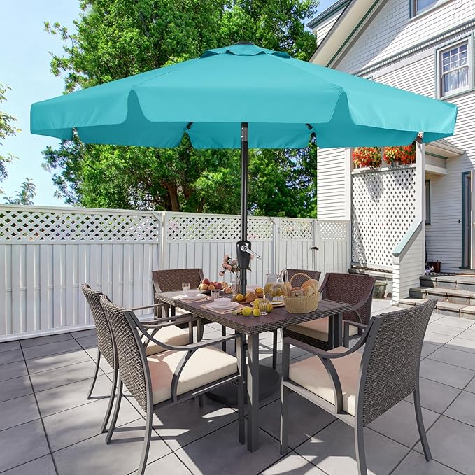 MASTERCANOPY Valance Patio Umbrella for Outdoor Table Market -8 Ribs (10ft, Turquoise)