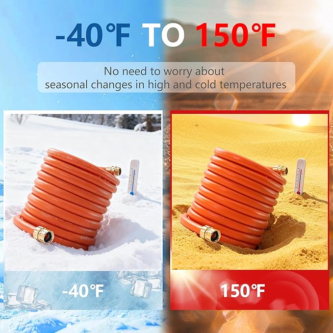 5/8" x 8ft Hybrid Garden Hose, Custom Length, -40°F to 150°, NO Kink, Flexible, Leakproof water Hose With Additional Customizable Solid GHT Fittings, Female to Female Leader Hose