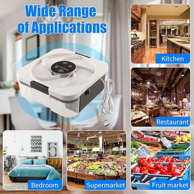 Electric Fly Trap Pest Device Gnat Flying Insect Trap Automatic Indoor Fly Catcher Pest Traps Reject Control Catcher Insect Repellents Tools for Patios Ranch(2 Pcs)