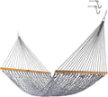 Original Pawleys Island Deluxe Navy Oatmeal Heirloom Tweed DuraCord Rope Hammock – 13 ft. x 60 in., 2-Person, 450 lb Capacity, Oak Spreader Bar, Zinc-Plated Hardware, Handcrafted in The USA
