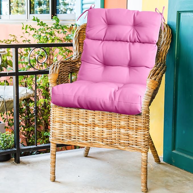 EAGLE PEAK Tufted Outdoor/Indoor High Back Patio Chair Cushion, Set of 1, 46'' x 22'', Pink