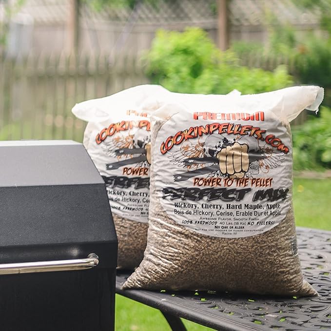 CookinPellets 40PM Perfect Mix 100 Percent Natural Hickory, Cherry, Hard Maple, and Apple Grill Smoker Smoking Hardwood Wood Pellets, 40 Pound Bag (5 Pack)