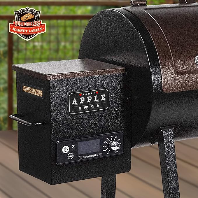 Wood Pellets for Smoker - Magnet Labels, Accessories for Pellet Smoker Grill, Metal Material, Frosted Design, Perfect Match, 9 Pack