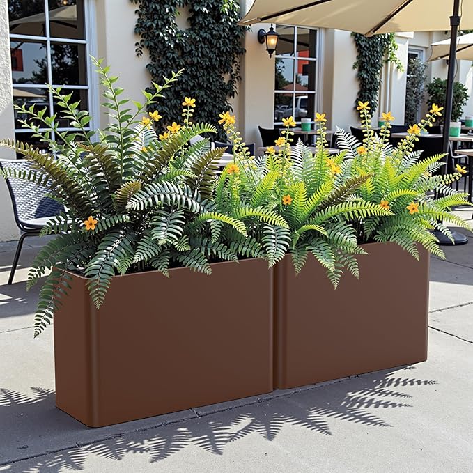 Metal Rectangular Planter Box 36" L x 15" W x 24" H, Large Planters for Outdoor Plants, Rectangular Tall Planters for Outdoor Plants with Drainage Holes