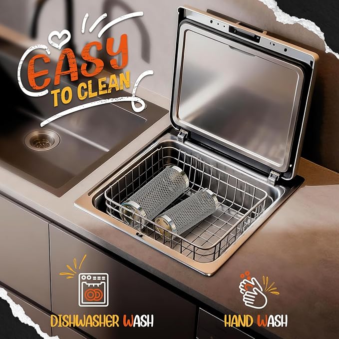 Rolling Grill Basket,304 Stainless Steel Grill Basket with Removable Wooden Handle,BBQ Tool & Smoker Accessory for Veg & Shrimp,Ideal for Outdoor Cooking,Camping & Gifts for Dad/Husband/Men-Large