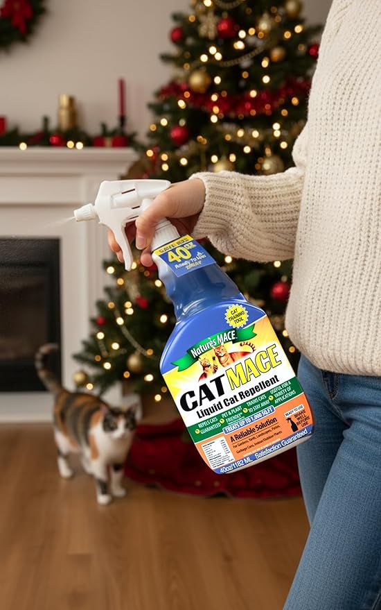 Nature's Mace Cat Mace Cat Repellent, Spray Deterrent for Urine Marking, Keep Cats Away for Outdoor & Indoor Use, Scratching, Flowerbeds, Yards, Pets, Garden, Plants, Ready-to-Use, 40 oz Spray