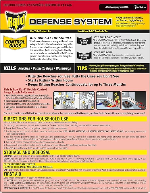 Raid Double Control Large Roach Baits (8 Count (Pack of 10))