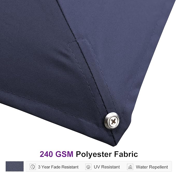 PURPLE LEAF 10' X 13' Patio Umbrella Large Rectangle Outdoor Aluminum Offset Umbrella with 360-degree Rotation Cantilever Umbrella for Garden Deck Backyard Pool Navy Blue