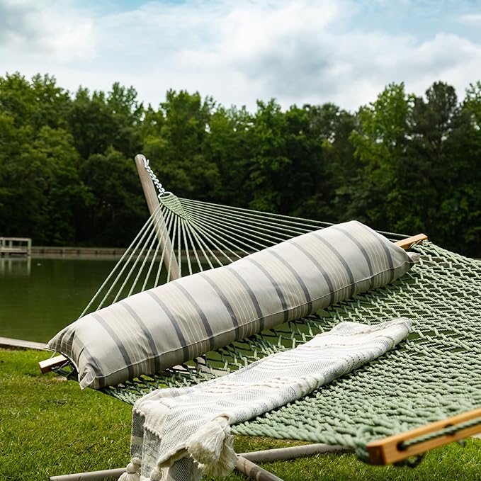 Original Pawleys Island Deluxe Meadow DuraCord Rope Hammock – 13 ft. x 60 in., 2-Person, 450 lb Capacity, Oak Spreader Bar, Zinc-Plated Hardware, Handcrafted in The USA