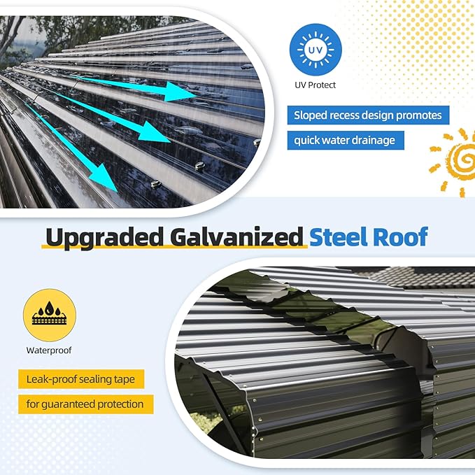 YOLENY 14x30 FT RV Carport, Heavy Duty Metal Carport with Reinforced Metal Frame & Galvanized Roof, Weather-Resistant Car Shelter for RV, Cars, Trucks, Boats, SUVs, and Tractors, Gray