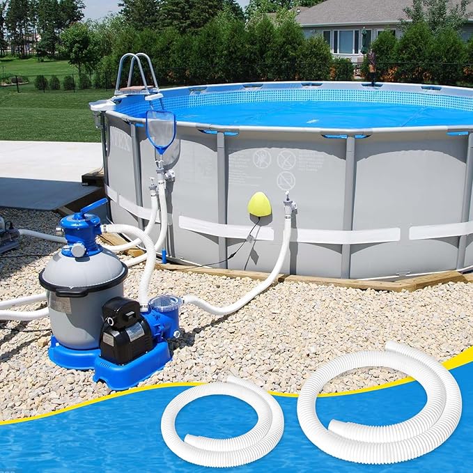2 Pcs 1.25" Pool Hose, 59" Long Accessory Pool Pump Replacement Hoses, Compatible with All Above Ground Pool Filter Pumps that Use 1 1/4 Diameter Hoses