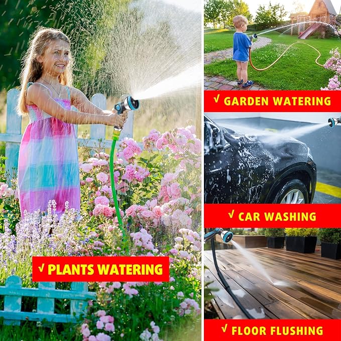 Garden Hose Nozzle, Durable High Pressure Water Hose Sprayer Nozzle with 10 Patterns for Watering Plants, Washing Cars, Cleaning Patio, Showering Pets
