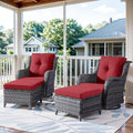 Belord 4 Pieces Patio Furniture Sets, Wicker Patio Swivel Glider Chair with Ottomans, Outdoor Furniture Set for Outside Porch, Deck, Balcony, Garden