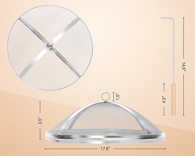Fire Pit Spark Cover Compatible with Solo Stove Bonfire Size Fire Pit, Easy to Lift Stainless Steel Fire Pit Spark Screen Accessories (Stainless Steel Spark Screen)