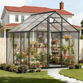 6x6 FT Greenhouse, Outdoor Walk-in, Aluminum Frame & Polycarbonate Panels, Sliding Lockable Door, Screened Vent Window, Ground Nails, Quick Setup for Garden Backyard, Black