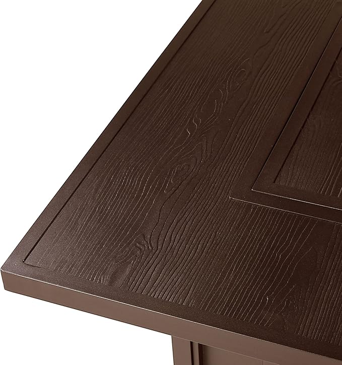 Square 42 in. x 42 in. Aluminum Propane Fire Pit Table with Glass Beads, Two Covers, Lid, 57,000 BTUs in Brown Finish
