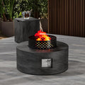 30" Round Propane Fire Pit Table - 50K BTU with Lid, Rocks Tank Storage and Cover - Round Gas Fire Pits for Outside Patio - Outdoor Table with Firepit (Charred Oak, 30" Round)