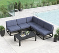 LayinSun Large Aluminum Patio Furniture Set, 6 Pieces Modern Outdoor Conversation Set Sectional Metal Sofa Set with Olefin Cushion