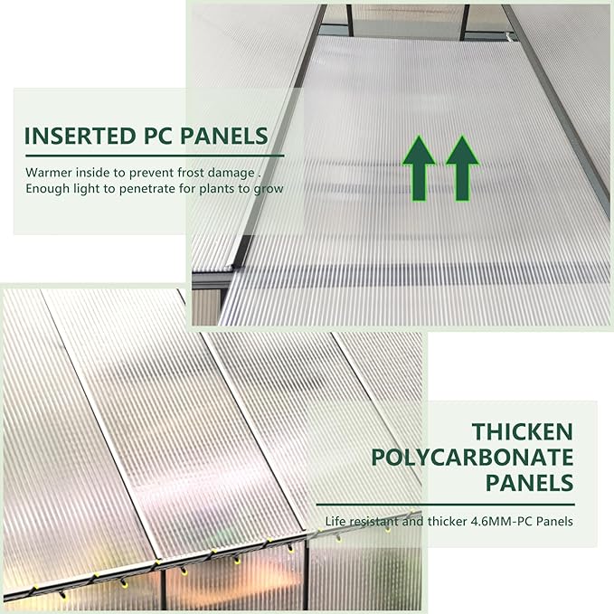 Green House for Outside, Greenhouse for Outdoor, Backyard Green House, Walk-in Garden Greenhouse, Heavy Duty Polycarbonate Greenhouses 6x12