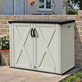 Patiowell 25 Cu.ft Outdoor Storage Cabinet with Lockable Door, Waterproof Horizontal Storage Shed for Tools and Patio Furniture, All-Weather Resin Shed Easy Assemble for Pool or Backyards, Brown