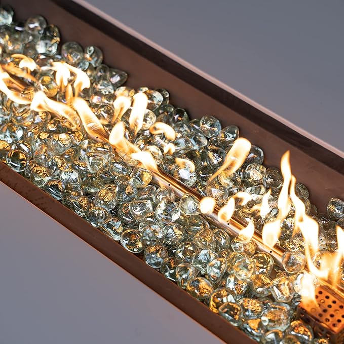 onlyfire 10-Pounds Fire Glass Diamonds for Propane Fire Pit, 1 Inch Reflective Firepit Glass Rocks Stones for Gas Fireplace and Fire Pit Table, Crystal Ice