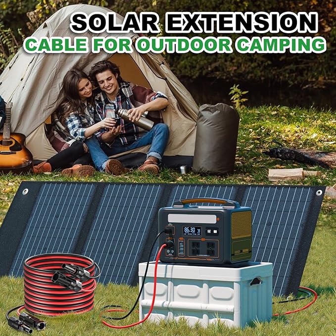 Oududianzi Solar Extension Cable 60Ft, 10AWG Solar Cable, 10 Gauge Tinned Copper PV Wire, Solar Panel Wires and connectors for Home Roofs RV Camping Boats Solar Panels, Set of 2