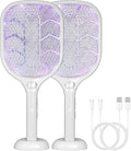 Lulant Electric Fly Swatter Racket,3000V Bug Zapper Racket,1800mA Battery Rechargeable Mosquito Killer, Type-C Rechargeable Base, Three-Layer Protective Safety Mesh for Indoor and Outdoor (2Pack)