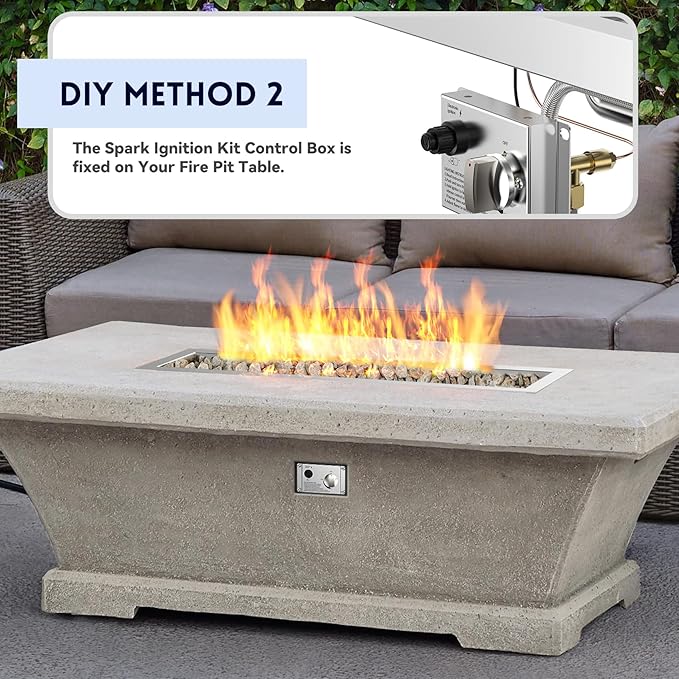 Skyflame 30" Linear Stainless Steel Fire Pit Drop-in Burner Kit with Flame Sensing, Electronic Spark Ignition, CSA Certified, and Propane Regulator Hose Set