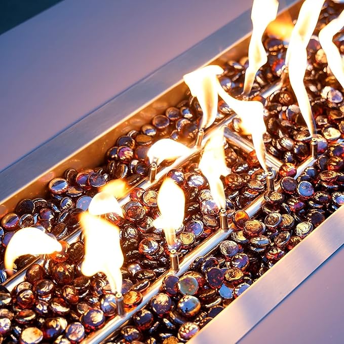 Mr. Fireglass 10 Pound Fire Glass Beads, 1/2" Reflective Round Fire Glass Drops for Fireplace Fire Pit & Lanscaping, High Luster Amber