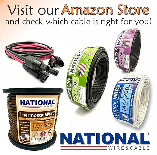 NATIONAL Wire&Cable 10 Gauge Solar Panel Professional Wire - Made in USA - 2x30 Ft Copper PV Wire UV Resistant Cable for Boat Marine Automotive RV Solar Panel Outdoor - Red&Black