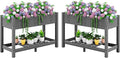 SERWALL Raised Garden Bed Set of 2, HDPE Raised Bed for Gardening All Weather Use- Grey
