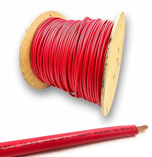 NATIONAL Wire&Cable 10 Gauge Solar Panel Professional Wire - Made in USA - 250 Ft Copper PV Wire UV Resistant Cable for Boat Marine Automotive RV Solar Panel Outdoor - Red