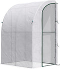 Outsunny 5' x 4' x 7' Outdoor Lean to Greenhouse, Walk-in Green House Plant Nursery with Roll-up Window, PE Cover, White