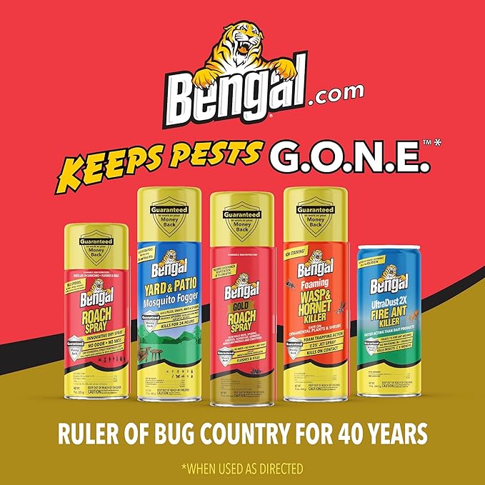 Bengal Gold Roach Spray - Odorless, Stain-Free Bug Spray for Home - Prevents Reinfestation for Up to 6 Months - 11 oz