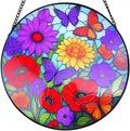 Sunflower Stained Glass Window Hanging - Wildflowers Suncatcher for Indoor Window, Floral Stained Glass Decor for Garden, Home, Outdoor, Sun Catchers Birthday Gift for Women,Lovers and Mom 12 Inch