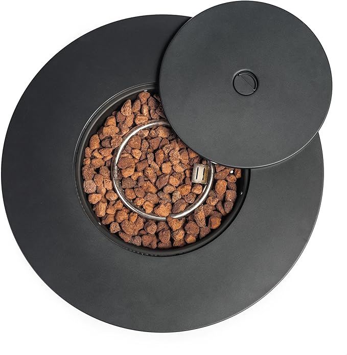 GDFStudio 30" Round Propane Fire Pit Table, 50000 BTU Outdoor Gas Heater with Steel Top & Wicker Base, for Patio, Deck, Garden, Black