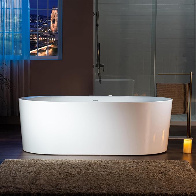 WOODBRIDGE 72" x 35-3/8" Whirlpool and Air Bath Heated Soaking Combination Tub with Adjustable Speed Air Blower and Display Control Panel,BJ-600
