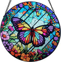 Stained Glass Window Hanging - Butterfly Suncatchers for Indoor Windows, Butterfly Stained Glass Decor for Home, Garden, Cottage, Sun Catcher Gift for Women (12 Inch)