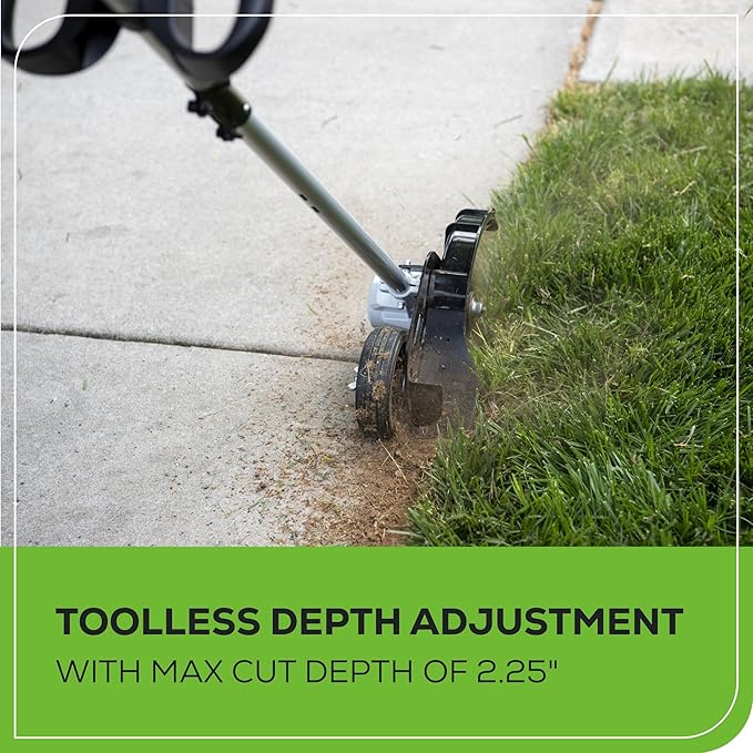 Greenworks 40V 8" Brushless Cordless Edger with 4.0Ah Battery & Charger – Tool-Less Depth Adjustment, Lightweight Lawn Edging Tool, 4-Year Warranty