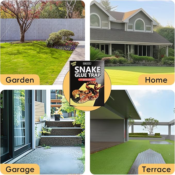 4 Pack 10" x 16" Large Snake Glue Traps with Enhanced Stickiness, Snake Rat Sticky Pad Board for House Indoor Outdoor, Sticky Glue Traps for Snakes, Mice, Rats, Easy to Set