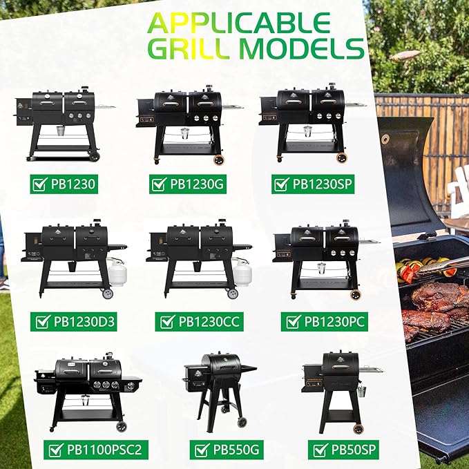 Flame Broiler Kit for Pit Boss PB1230 Pellet Gas Combo Grills 1230CC PB1100PSC2 550G Replacement Parts Pitboss Diffuser Heat Deflector Plate Smoker BBQ Accessories