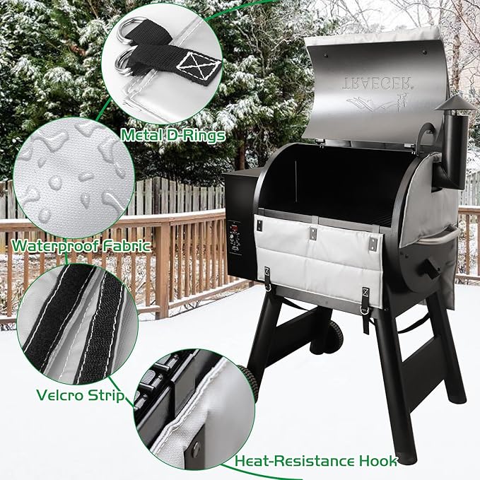 Grill Insulated Blanket for Traeger Pro 22 575 Smoker Cover Ironwood 650 Lil' Tex Elite Thermal Insulation BAC626 Replacement Parts Insulator Wood Pellet Grills BBQ Winter Accessory