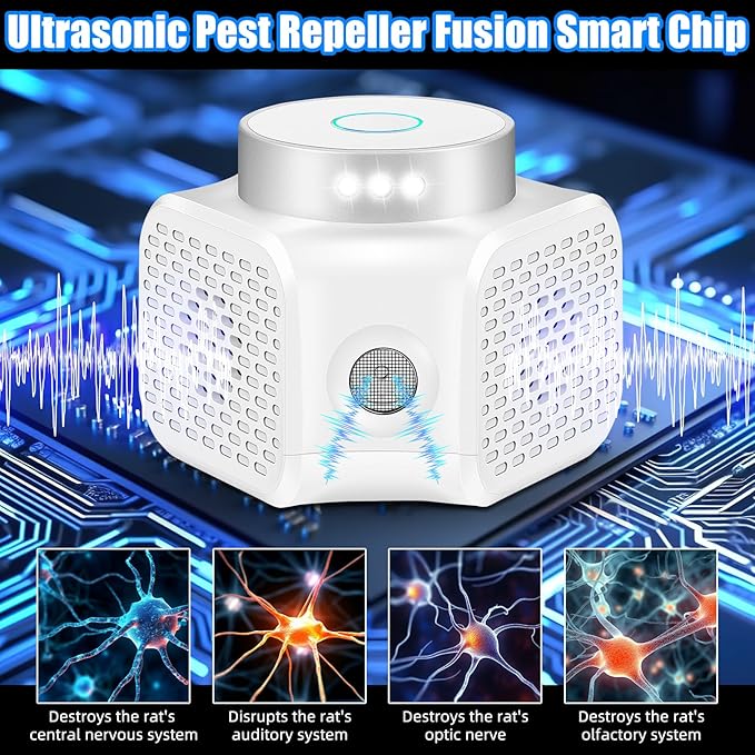 2026 New Ultrasonic Mouse Repellent Plug in Electronic Repellent Devices Control for Rodent Rat Mouse Mice Squirrel Bat 3 IN1 Mice Repellent Indoor for House Garage Basement Attic,2 Pack