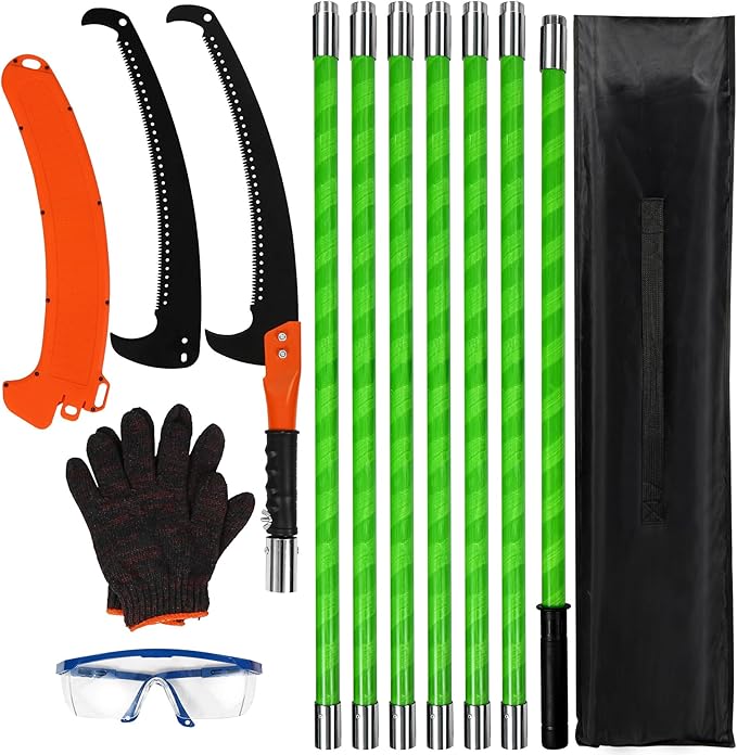 Lineslife 25ft Tree Pole Pruner Manual,Branches Trimmer Tree Branch,Hand Pole Saws Extendable Height