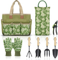 Colwelt Garden Tools Set, 8 Piece, Heavy Duty Gardening Tools with Wooden Handle, Including Garden Tote, Kneeling Pad, Gloves, Pruner, Trowel, Tulip Trowel, Cultivator - Gardening Gifts for Women Men