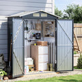 5x3 FT Outdoor Metal Storage Shed with Floor Frame, Double Door, 1 Clear Window, Tool Shed for Garden, Patio, Backyard